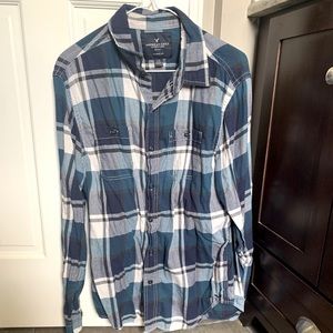 American Eagle Blue Button-Up Flannel
